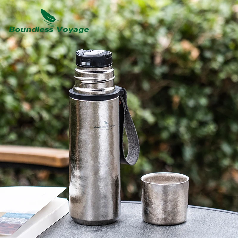 Boundless Voyage Titanium Vacuum Thermos Outdoor Portable Water Tea Coffee Beverage Hot Cold fixing Bottle