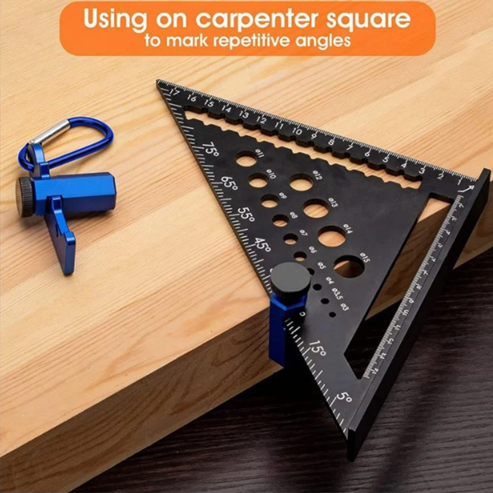 

Tall Stair Gauges with Carabiner Woodworking Right Angles Ruler Aluminum Alloy for Framing Square Rafter