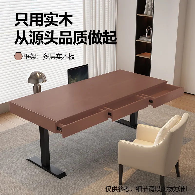 Italian minimalist intelligent electric lifting desk, modern minimalist double motor study solid wood computer work desk