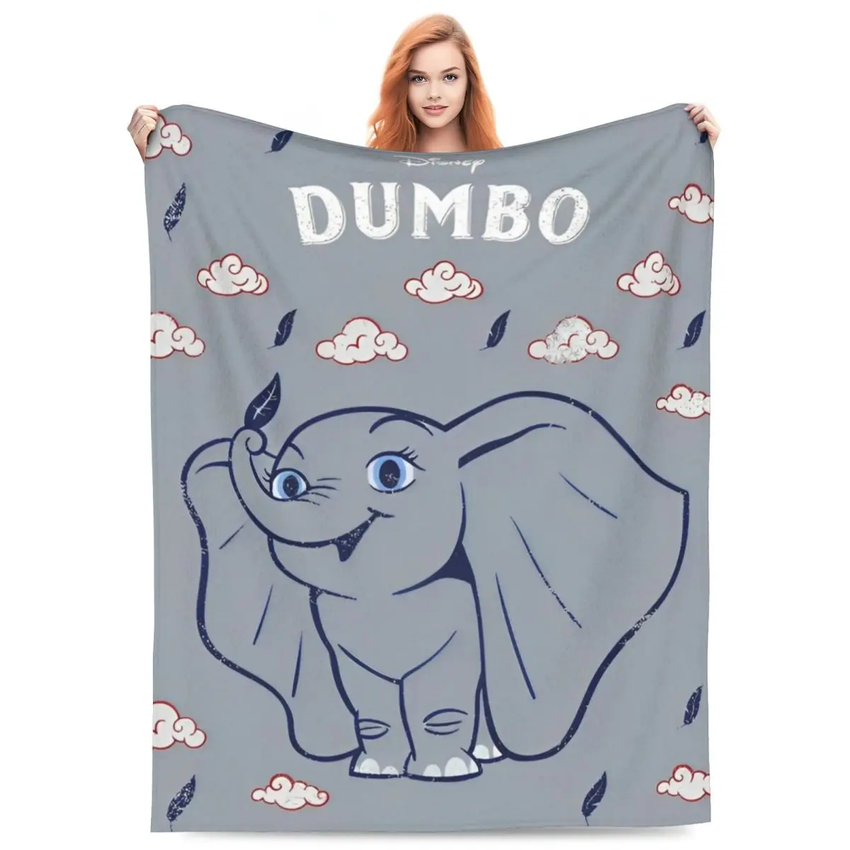 Cute Cartoon Dumbo Blankets Fantasy Drama Fleece Vintage Warm Throw Blanket for Bed Sofa Spring Autumn