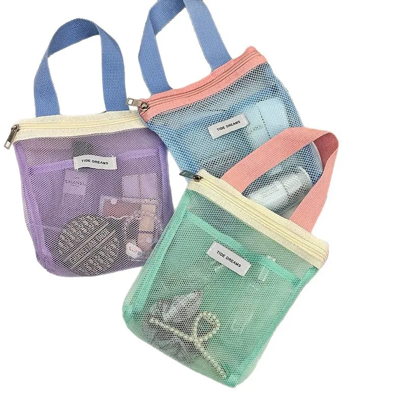 Portable Toiletry Bag, Travel Swimming Makeup Bag, Hand-held Business Trip Waterproof Mesh Shower Fitness Beach Bag, Storage Bag view 5