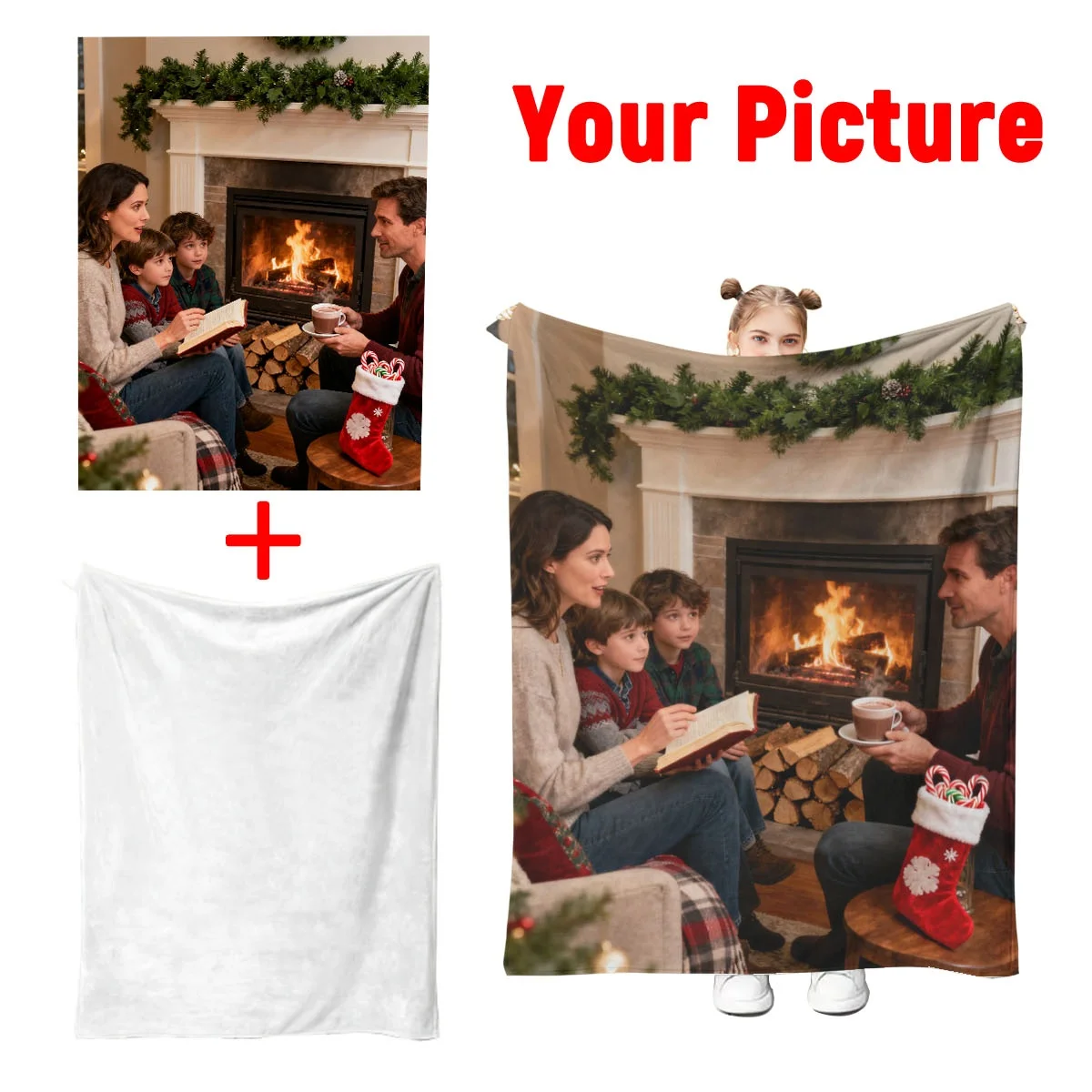 Customized Christmas Couple Anniversary Flannel Blanket - Engraved with Your Special Date + Christmas Snowflake Pattern, Keeps W