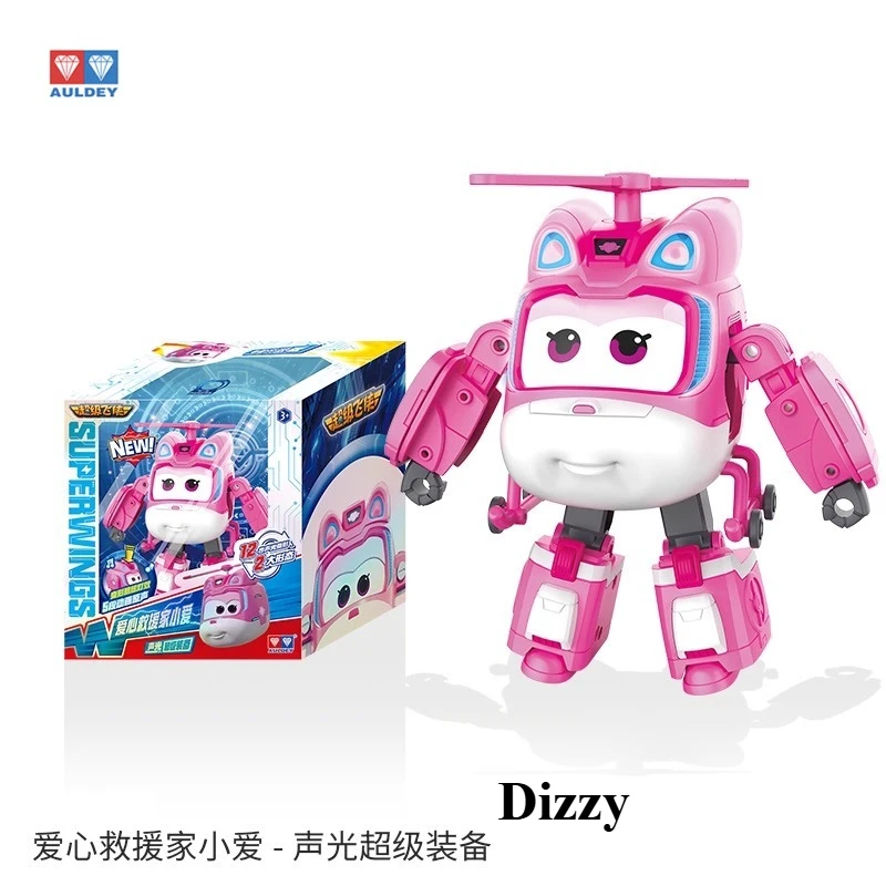 Auldey Original Super Wings Jett juguete transformador de gran tamaño luz y sonido Robot regalo de vacaciones para niños adornos de modelos coleccionables