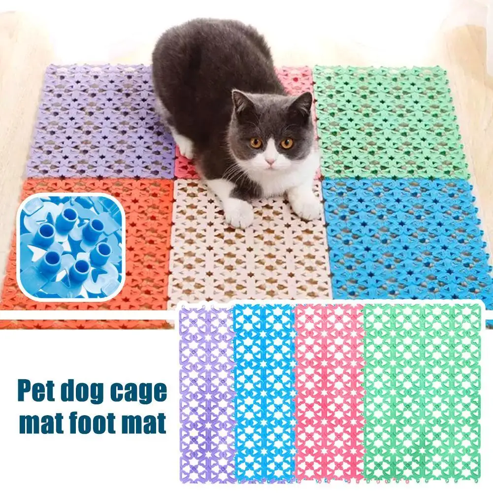 Cat & Dog Crate Bed Mat Non-Slip Spliceable Puppy Pad for Cat Dog Bunny Rabbit Cage Heart Hole Splice Feet Pad 30x20CM