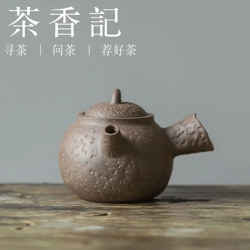 Cha Xiang Ji Handmade Green Plaster Side Handle Pot Fun Series Self-Music Ancient Elegant Interesting and Practical