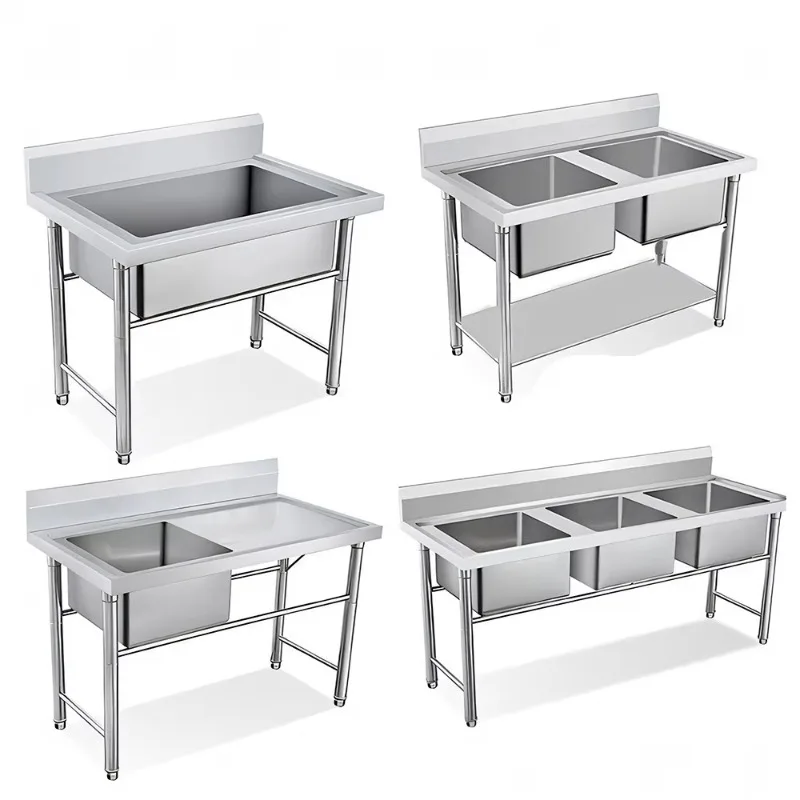 Factory 201/304 Stainless Steel Kitchen Sink Multifunctional Single Bowl with Hotel Restaurant Faucet