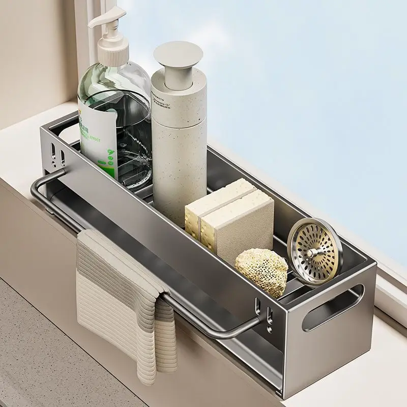 Estante de Cocina Multifuncional para Grifo, Organizador de Trapos, Soporte para Bolas de Acero y Detergente