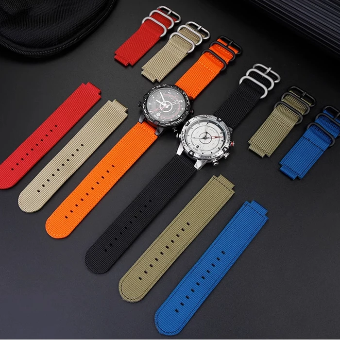 For TIMEX Tidal 24*16mm Canvas watchband T2N721 T2N720 TW2T76500 TW2T76300 waterproof nylon canvas men's watch strap Free screw