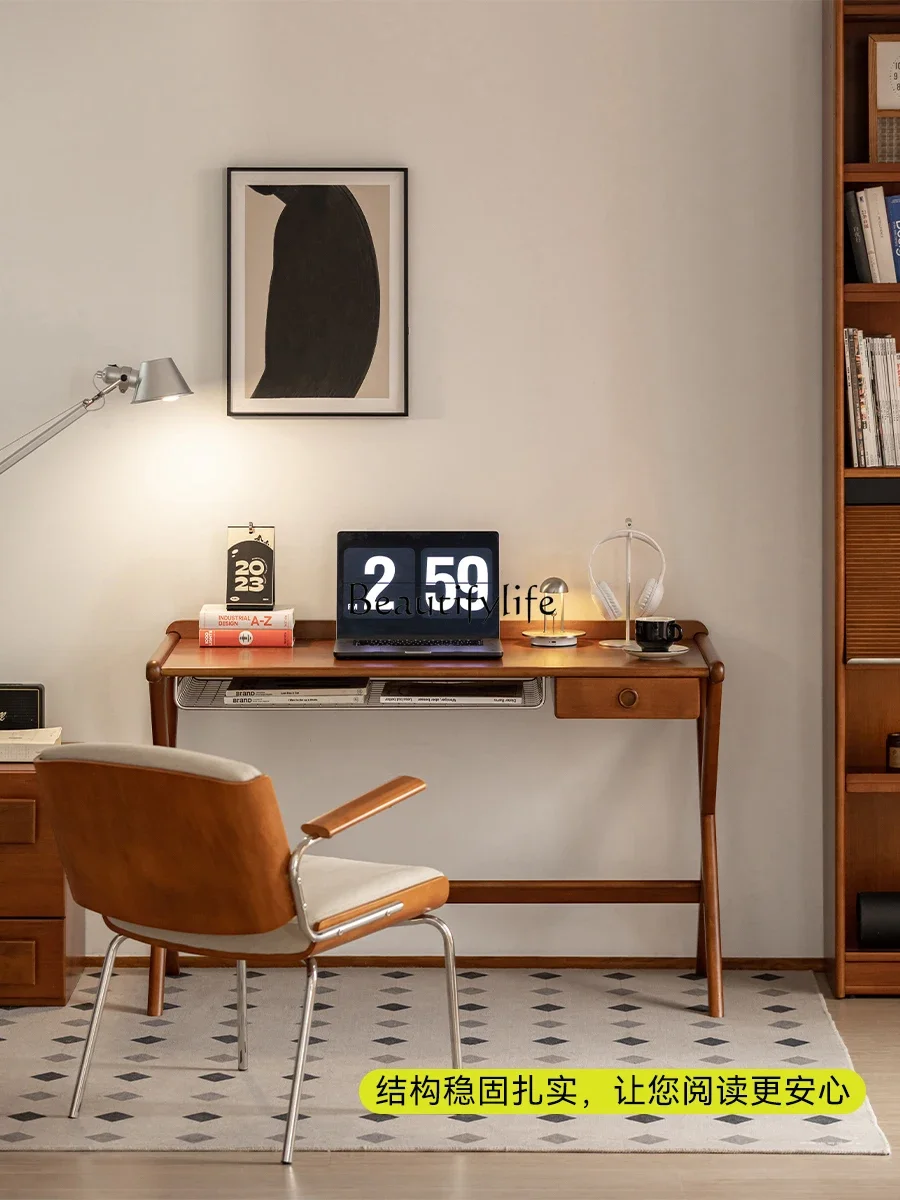 

yj15 Solid Wood Desk Retro Small Apartment Single Desk Nordic Japanese Style Computer Desk