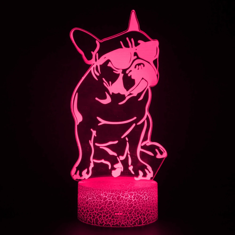 Nighdn 3D French Bulldog Dog Night Light LED USB Charge Bedside Lamp Birthday Christmas Gifts for Boys Girls Kids Room Decor