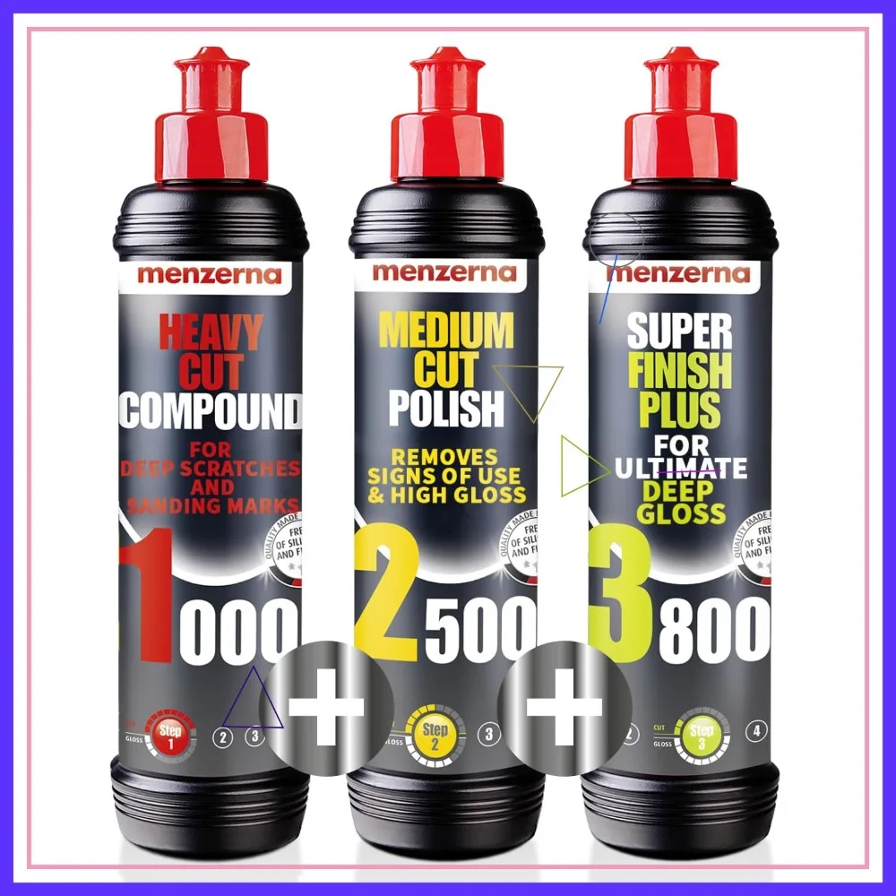 

3-Step Polishing Set for Scratch Removal & Mirror Finish - 8oz Kit with HCC1000, MCC2500 & 3800 Compounds