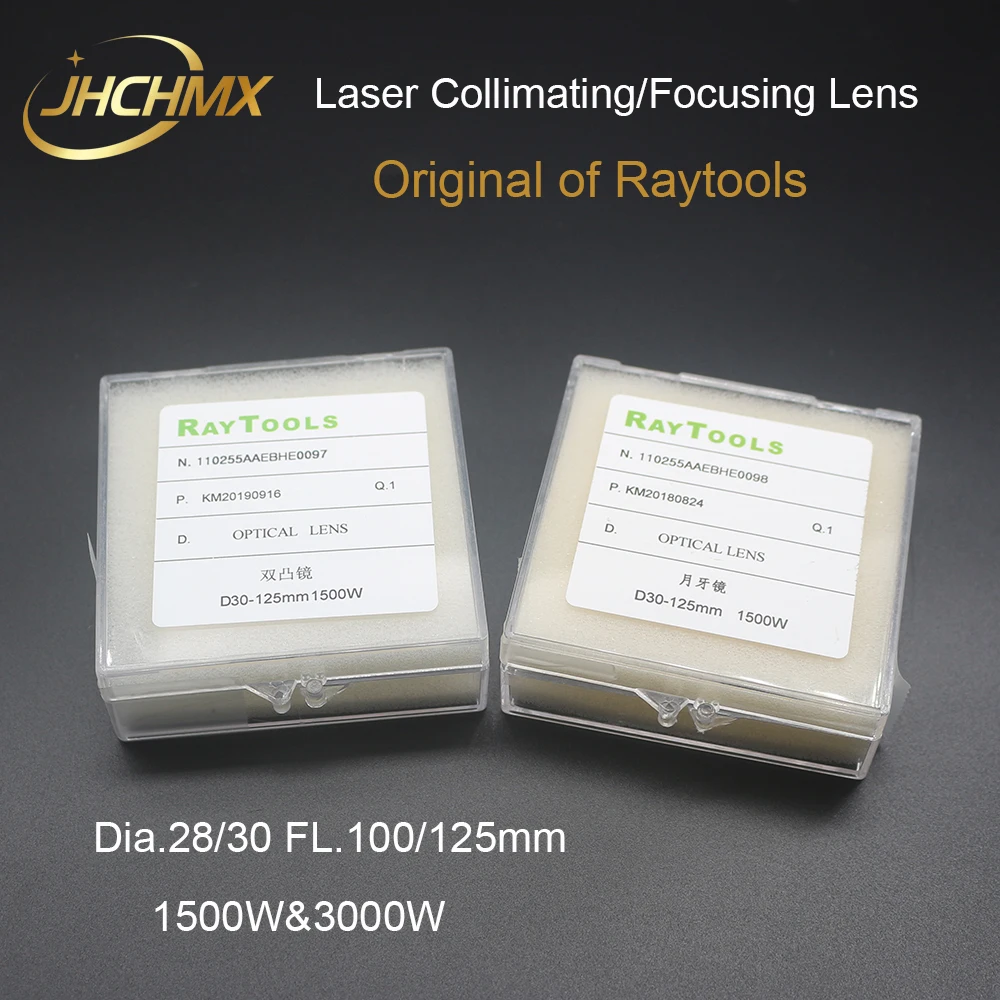 Jhchmx Raytools Original Foco & Colimador Lente Dia.28 30 Fl.100 125 mm Quartzo Silicone Fundido para Raytools Bt230 Bt240s Bm109 Bm111