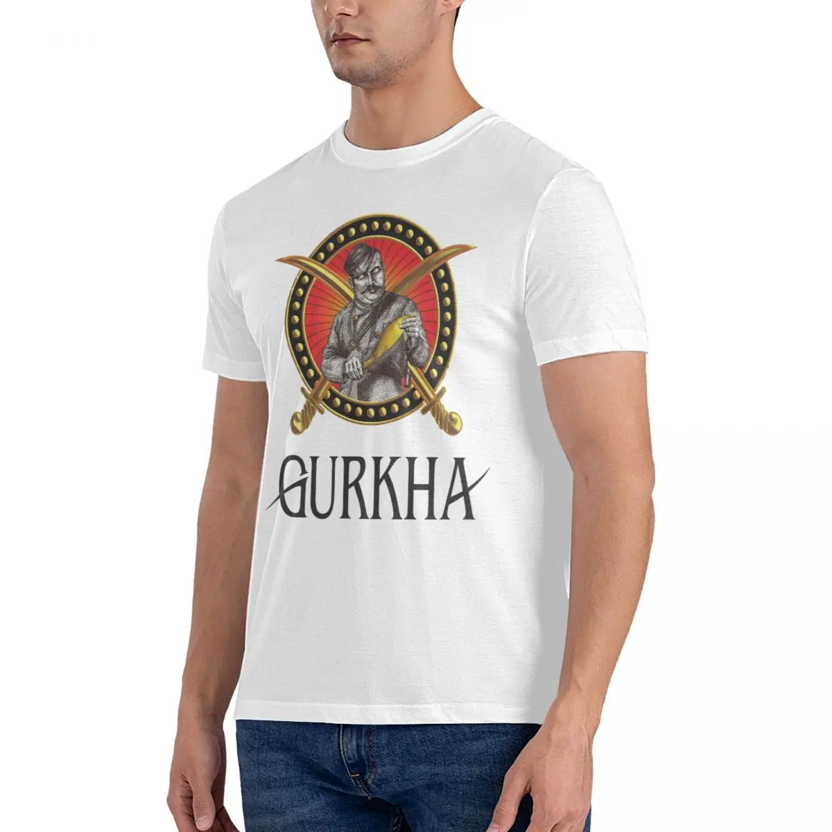 Men's T-Shirt Cool Casual Pure Cotton Tee Shirt Short Sleeve A-Assassin Gurkha T Shirt Round Collar Clothes Unique