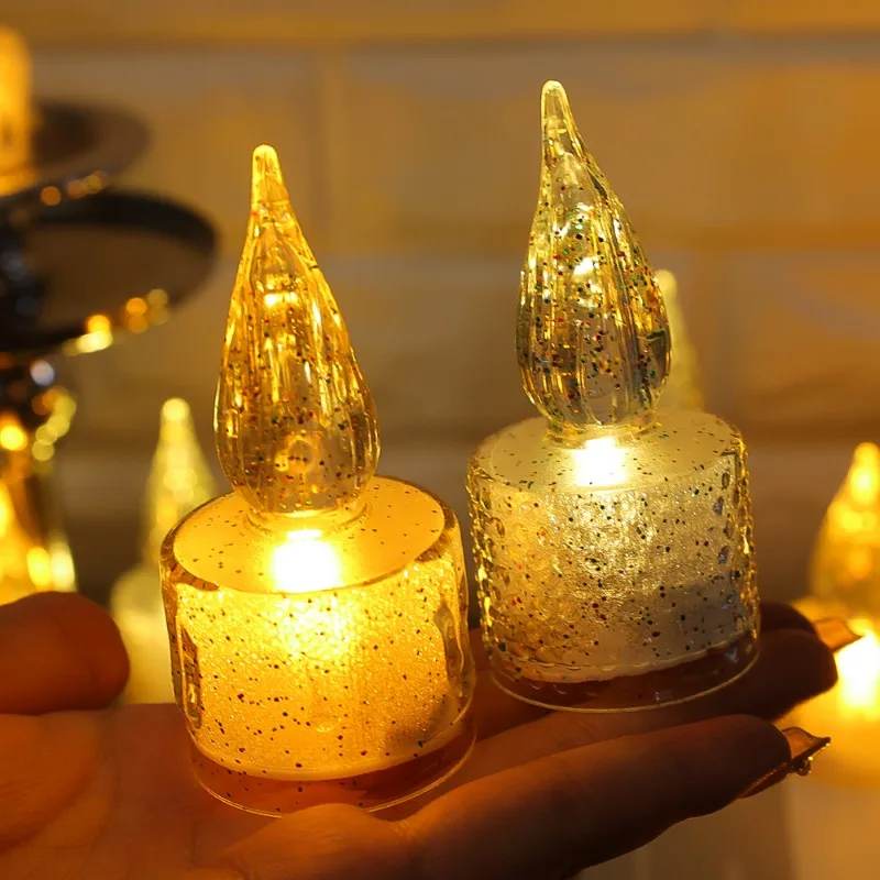 12/1pcs Mini LED Candle Lights Battery Powered Romantic Glitter Flameless Candles Tealight for Birthday Wedding Party Decoration