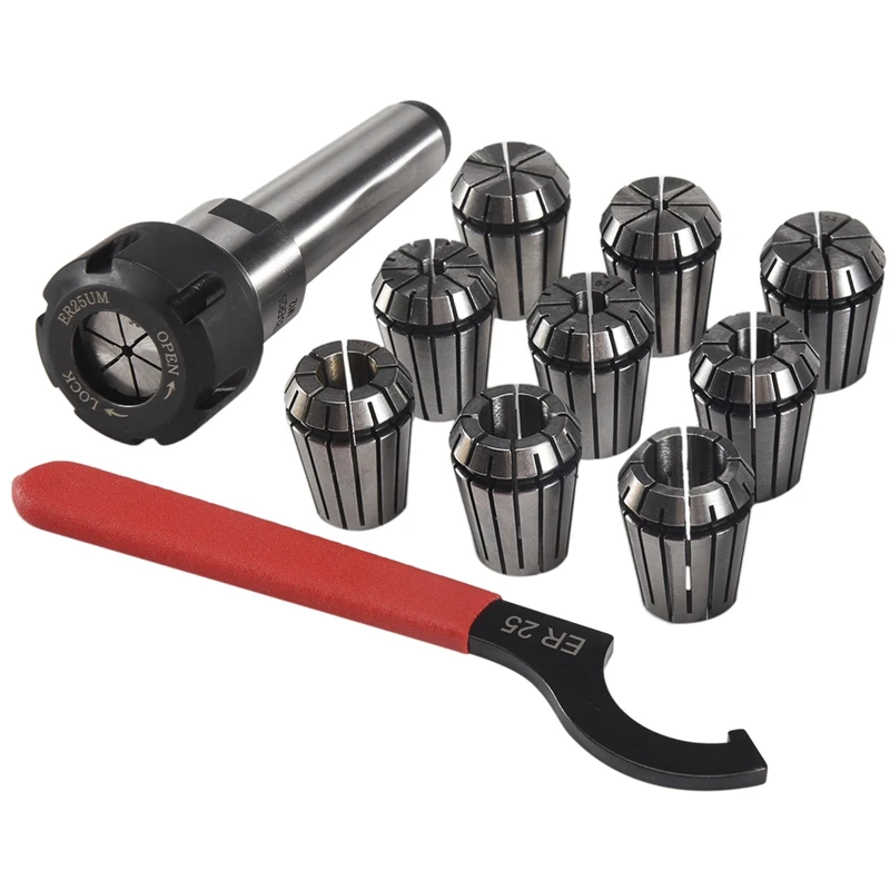 

Набор из 9 пружинных цанг ER25 + 1 цанговый патрон ER25 MT3 с конусом Морзе для фрезерных и токарных станков с ЧПУ [Su&KND]