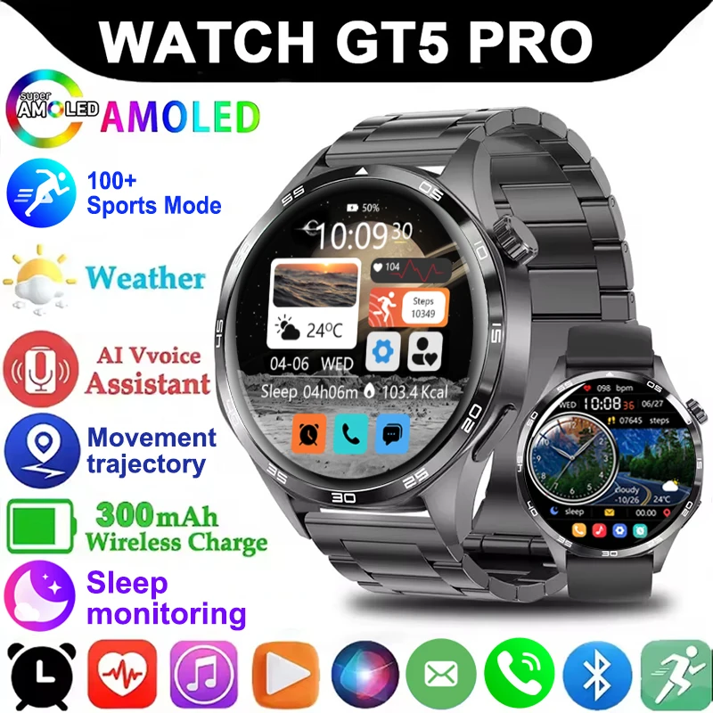 

Для HUAWEI GT5 Pro Смарт-часы Мужчины Женщины 360*360 AMOLED Экран Пульсометр 100 + Спортивный Bluetooth Вызов IP67 Водонепроницаемые Смарт-часы