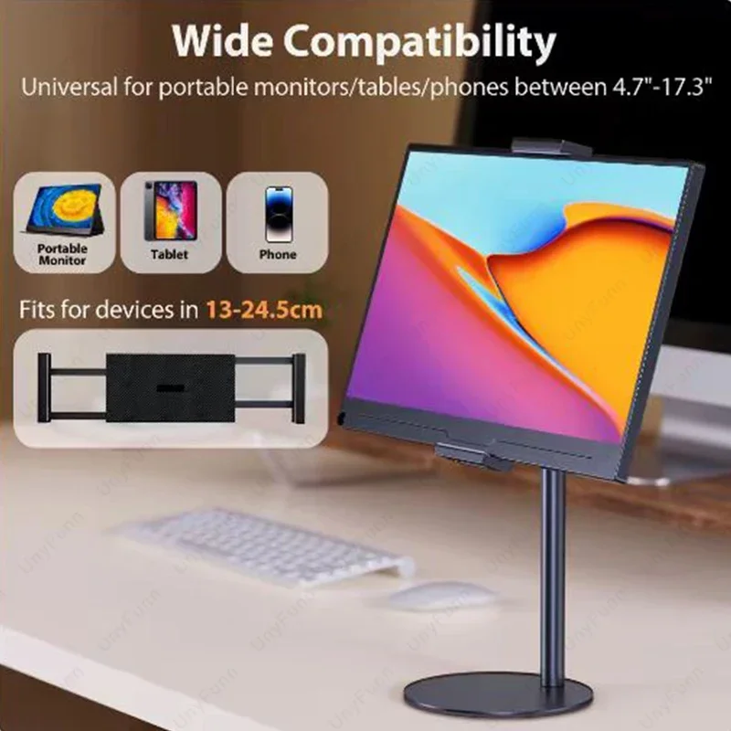 Portable Tablet Monitor Stand Support Arm Holder Foldable Desktop Bracket Universal Height Holder for 4.7-17.3 Inch Phone Laptop