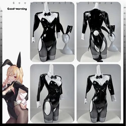 anime My Dress-Up Darling Kitagawa Marin Cosplay black pu Bunny Girl Marin Kitagawa Wig Bunny Ear Cosplay pu Costume Outfit