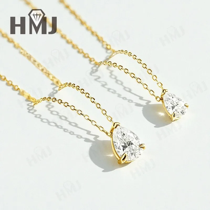 Moissanit-Halskette mit 1/2/3/4 Karat D-Farbe Birnenförmiger Moissanit S925 Vergoldete Kette in Weiß, Gelb oder Roségold für Damen, Verlobung, Alltag und Charme – Detail 30