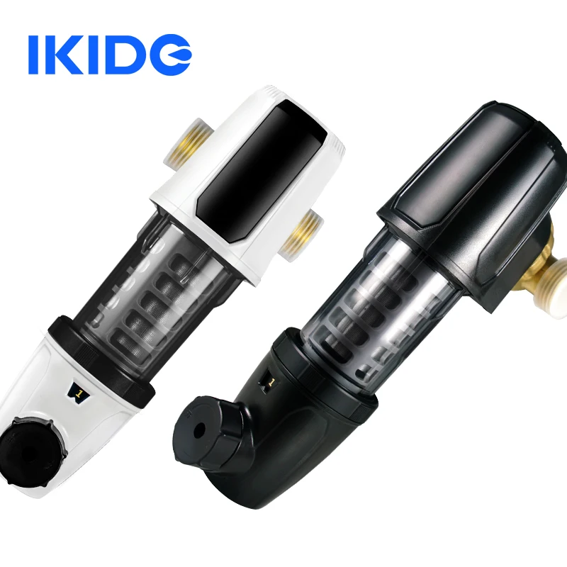 IKIDE Wholesale Brass Water Pre Filter With Backwash Spin Down Water Pre Sediment Filter 316L Stainless Steel Mesh