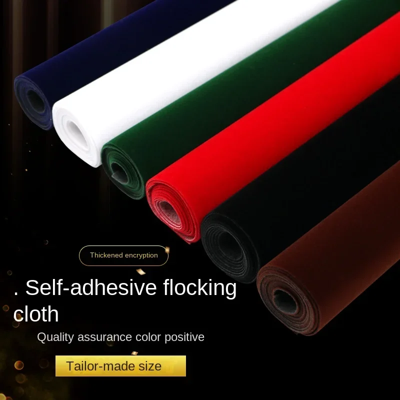 

Black Self-adhesive Velvet Cloth Adhesive Flocked Fabric Jewelry Display Cabinet Thickened Gift Box Packaging Diy Sewing