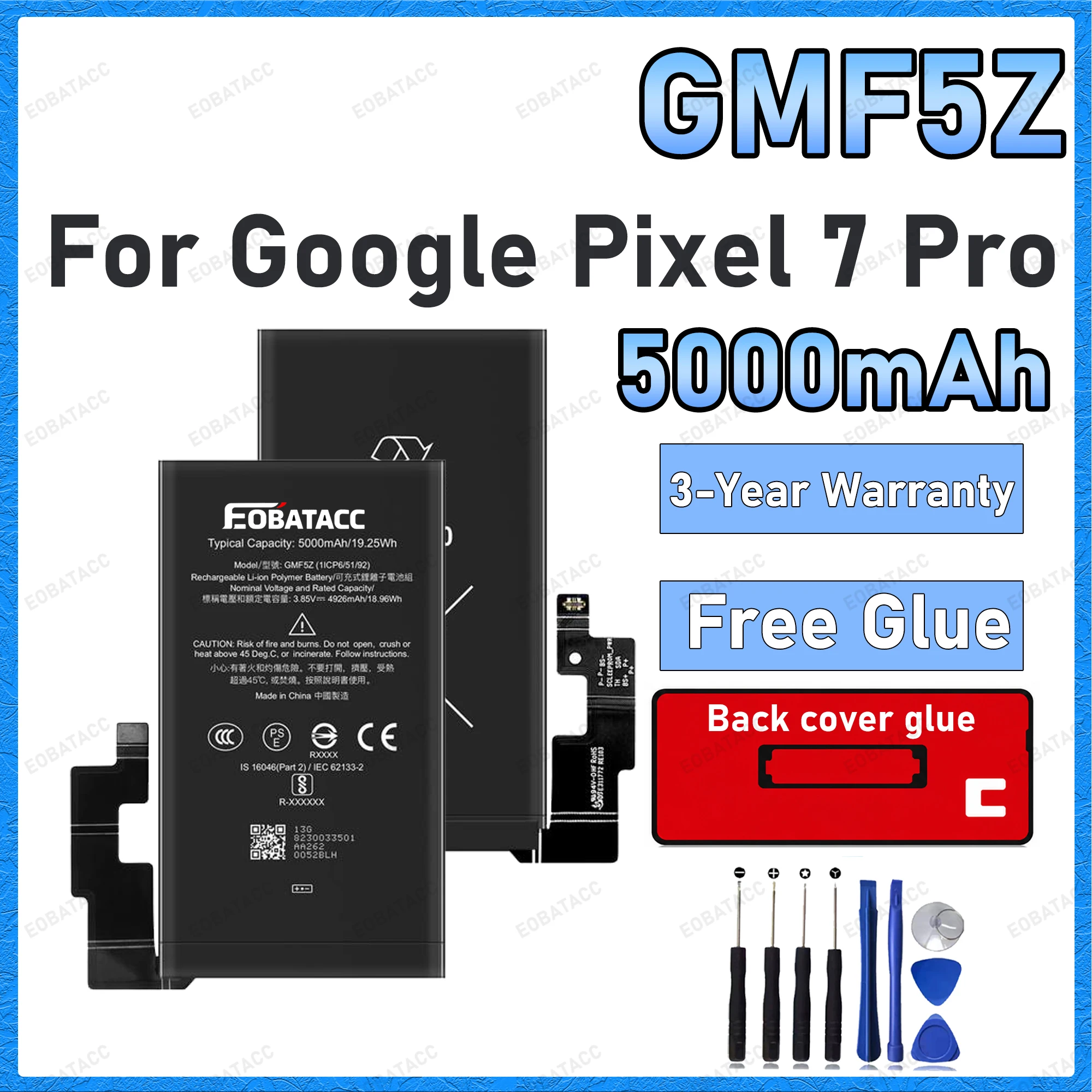 100% New High Quality 5000mAh GMF5Z Battery For Pixel 7 Pro Batteries+Free Back cover adhesive