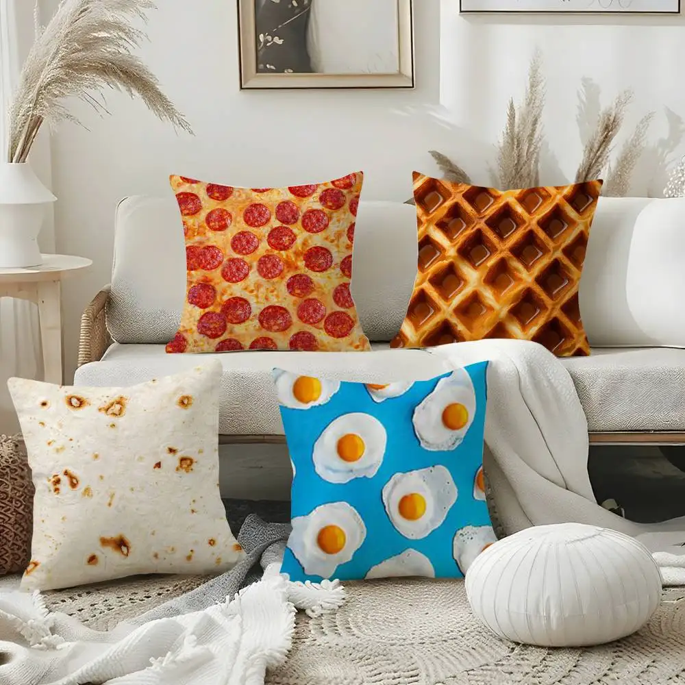 Funny Pillow Food Fried Egg Case Home Dorm Chair Back Short Plush Double-sided Printing Office Nap Time Cushion Cover