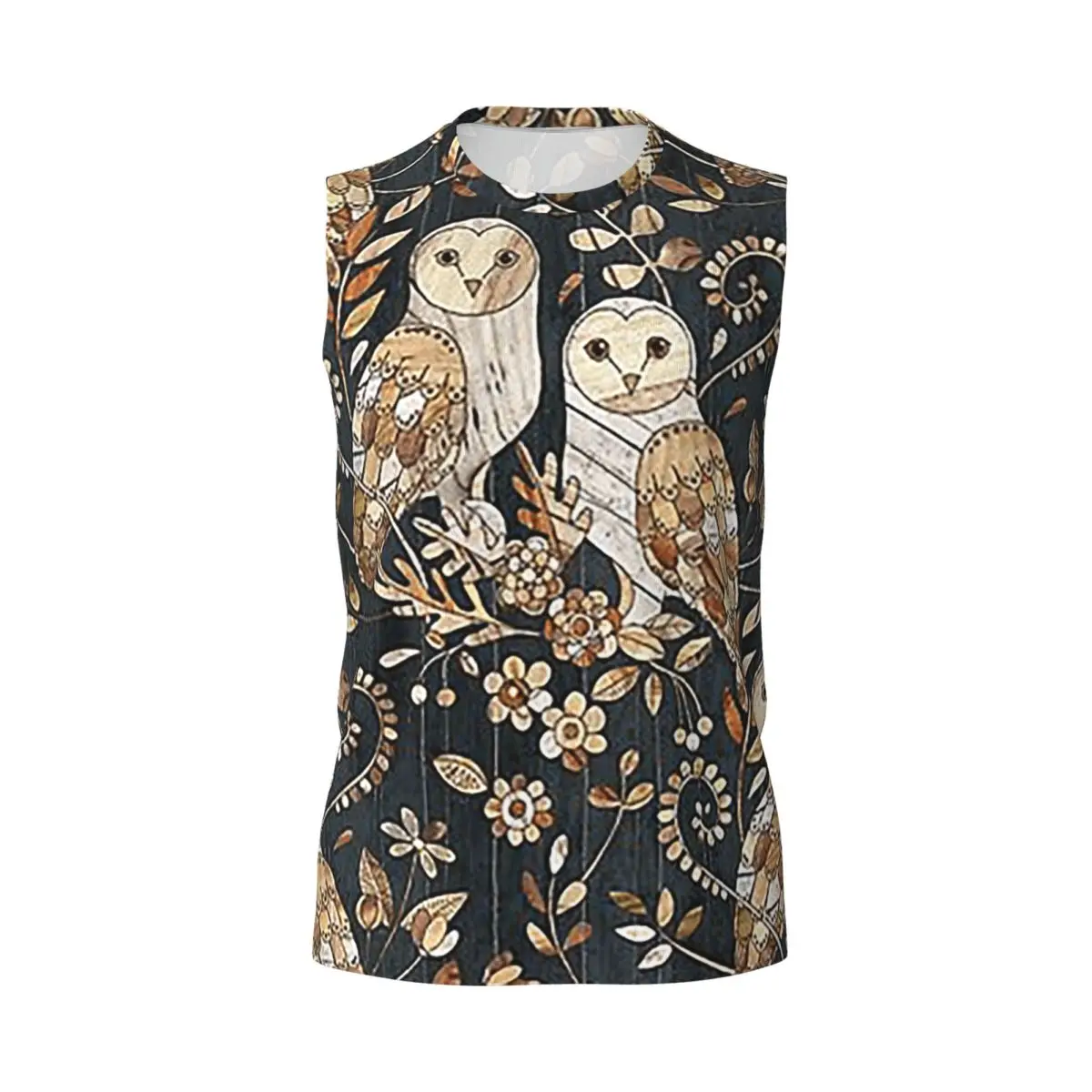 Wooden Wonderland Barn Owl Collag Men Printed Sleeveless T-shirt Casual Hip Hop Street Style Beach Holiday Tank Tops