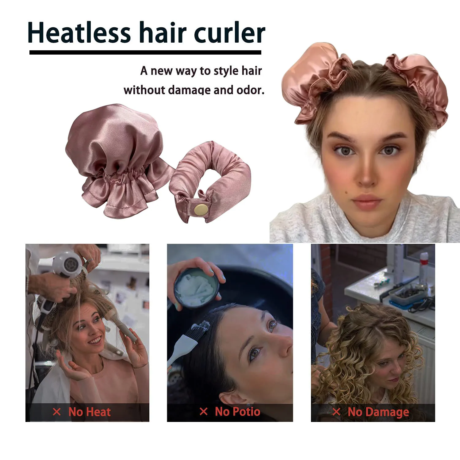 Heatless Hair Curlers No Heat Curling Rod Headband  Soft Hair Curlers Lazy Hair Rollers Sleeping Silk Curls Hair Styling Tools