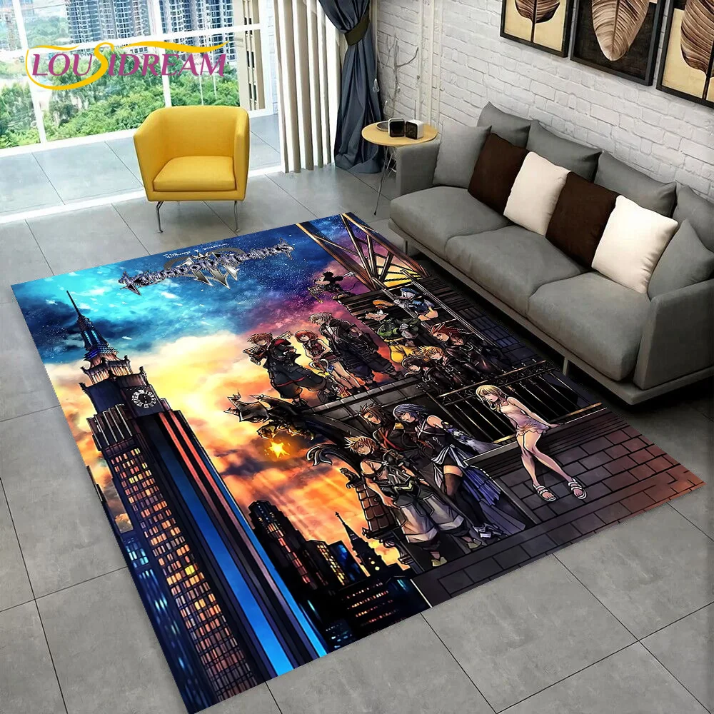 3D Cartoon Kingdom Hearts Game Carpet Rug for Home Living Room Bedroom Sofa Doormat Decor,kids Play Area Rug Non-slip Floor Mat