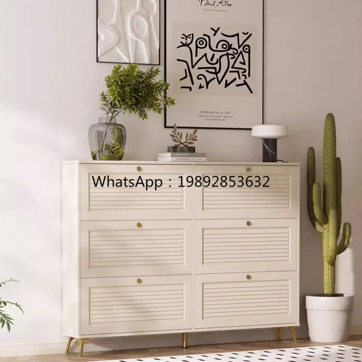 YFY Modern Solid Wood Ultra-Thin Shoe Cabinet Cream Style Home Entrance Small Narrow Shoe Cabinet Storage Cabinet