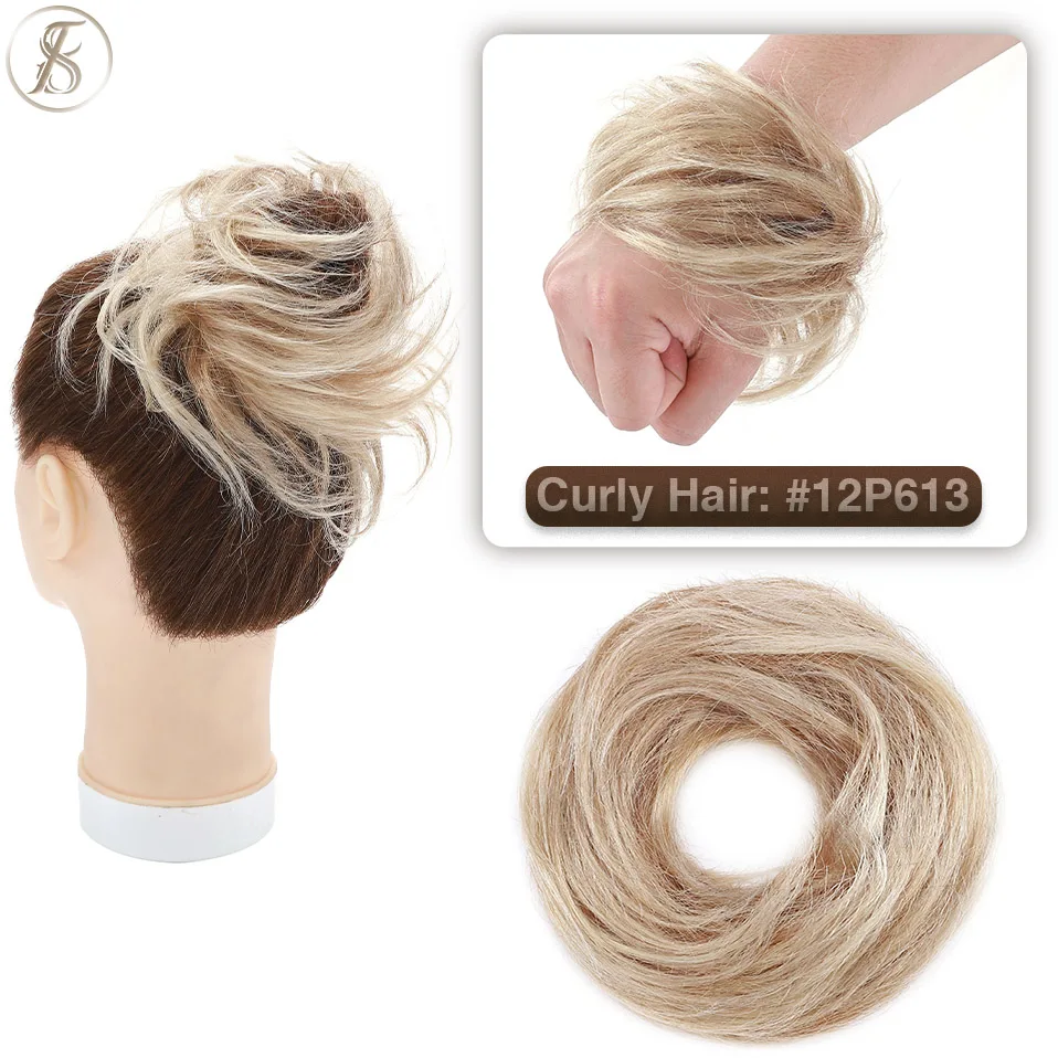 TESS 17g/23g Haar Brötchen Chignon 100% Menschliches Haar Lockiges Haar Elastische Donut Pferdeschwanz-haar Extensions Wrap natürliche Farbe Haarteil – Detail 29