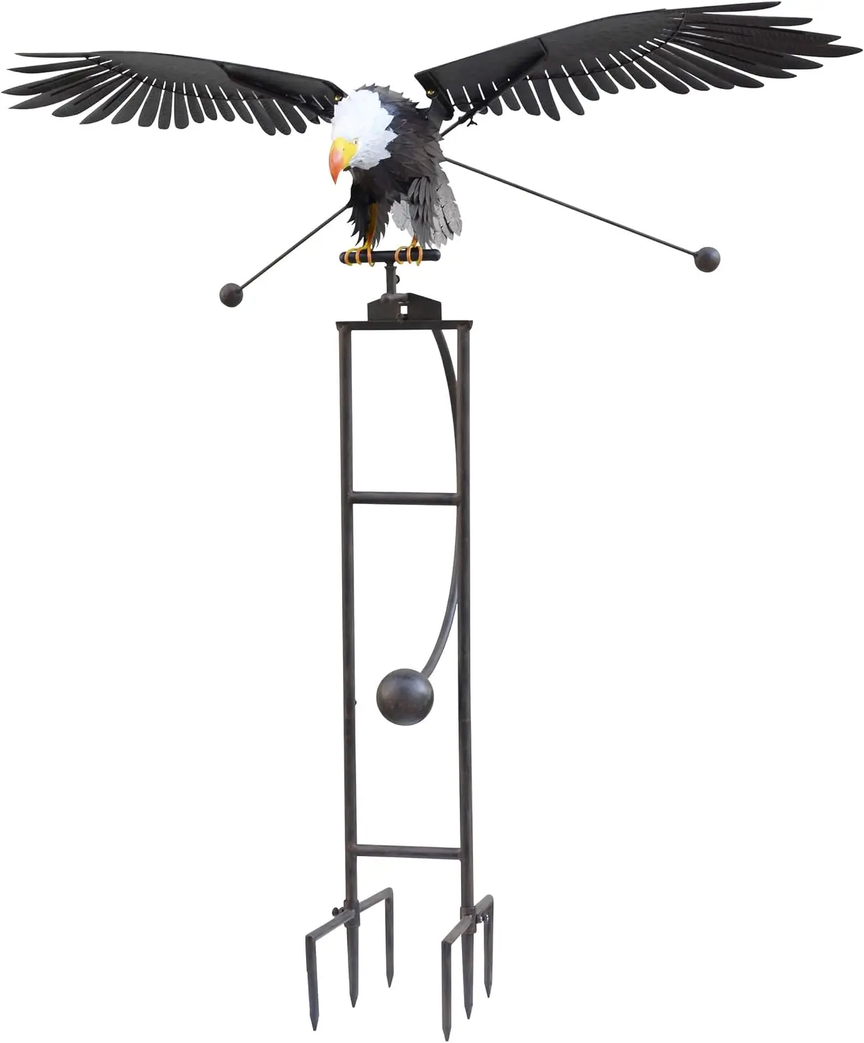 Jumbo Flying Eagle Garden Stake Metal Glass Balance Rocker Yard Art