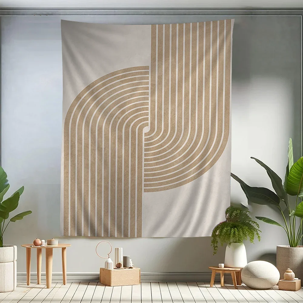 مخطط خط الصورة التجريدي البسيط ، تعليق جدار الهيبي ، غرفة الخيال العلمي ، فن نسيج رخيص ، ديكور منزلي