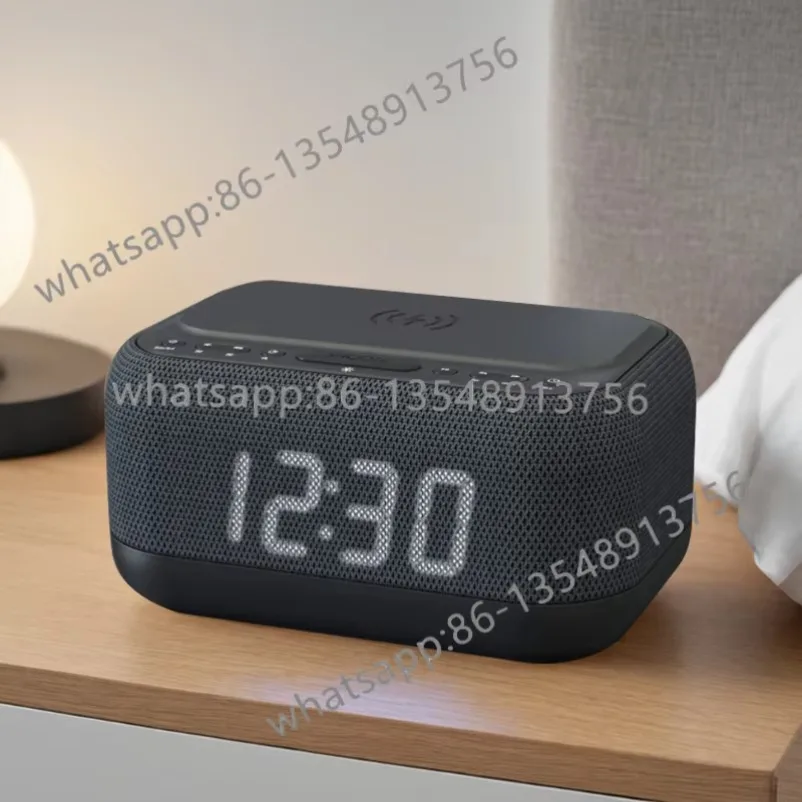 Multifunctional Wireless Charger Bluetooth Speaker,HiFi Mini Sound Box,FM Clock Radio,LED Display Creative Desktop Digital Clock