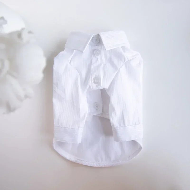 White Cat Dog Shirt Boy Dog Clothes Wedding Costume Pomeranian Shih Tzu Maltese Poodle Bichon Frise Pet Clothing Apparel White