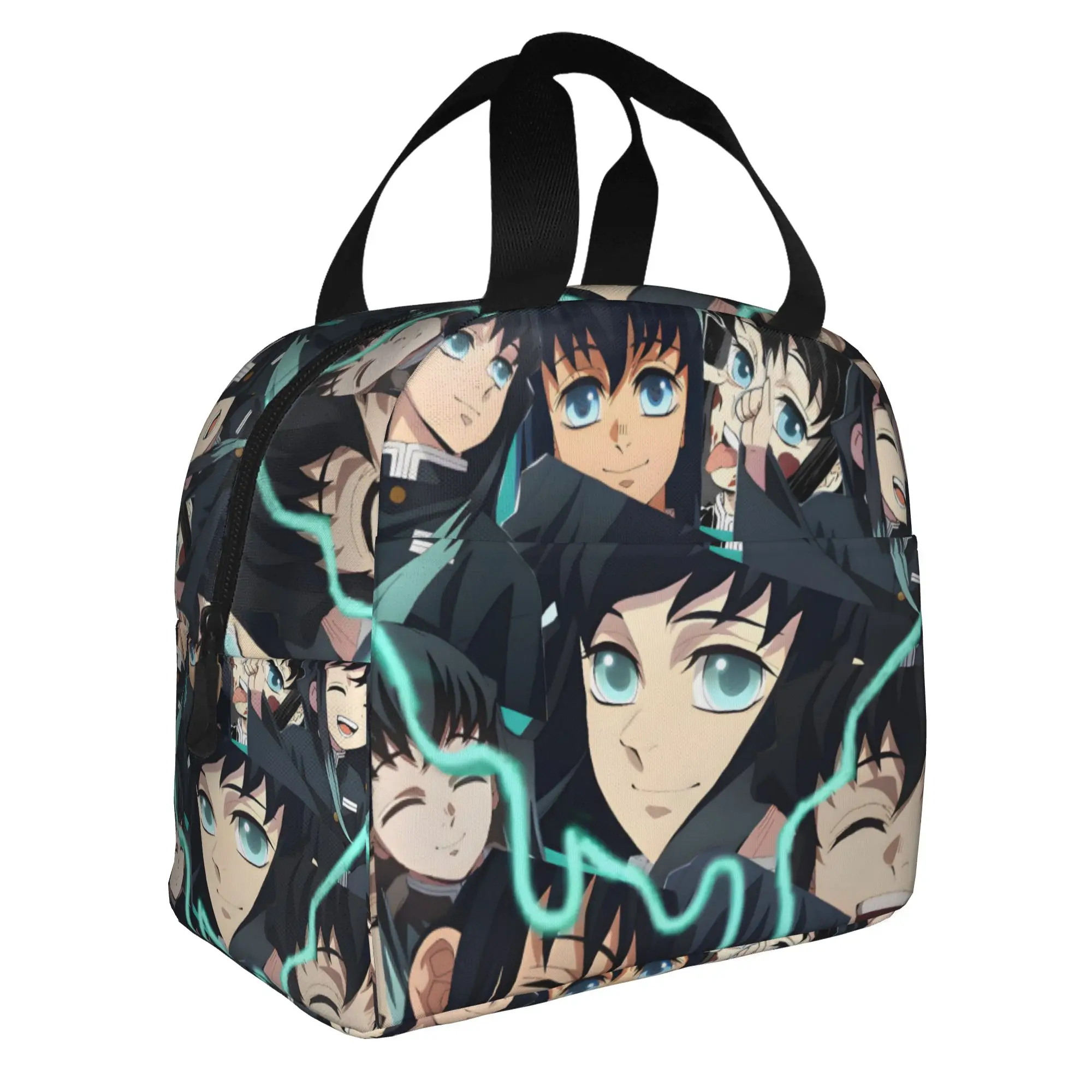 

Custom Muichiro Demon S-Slayer Resuable Lunch Box Women Multifunction Japanese Thermal Cooler Food Insulated Lunch Bag School