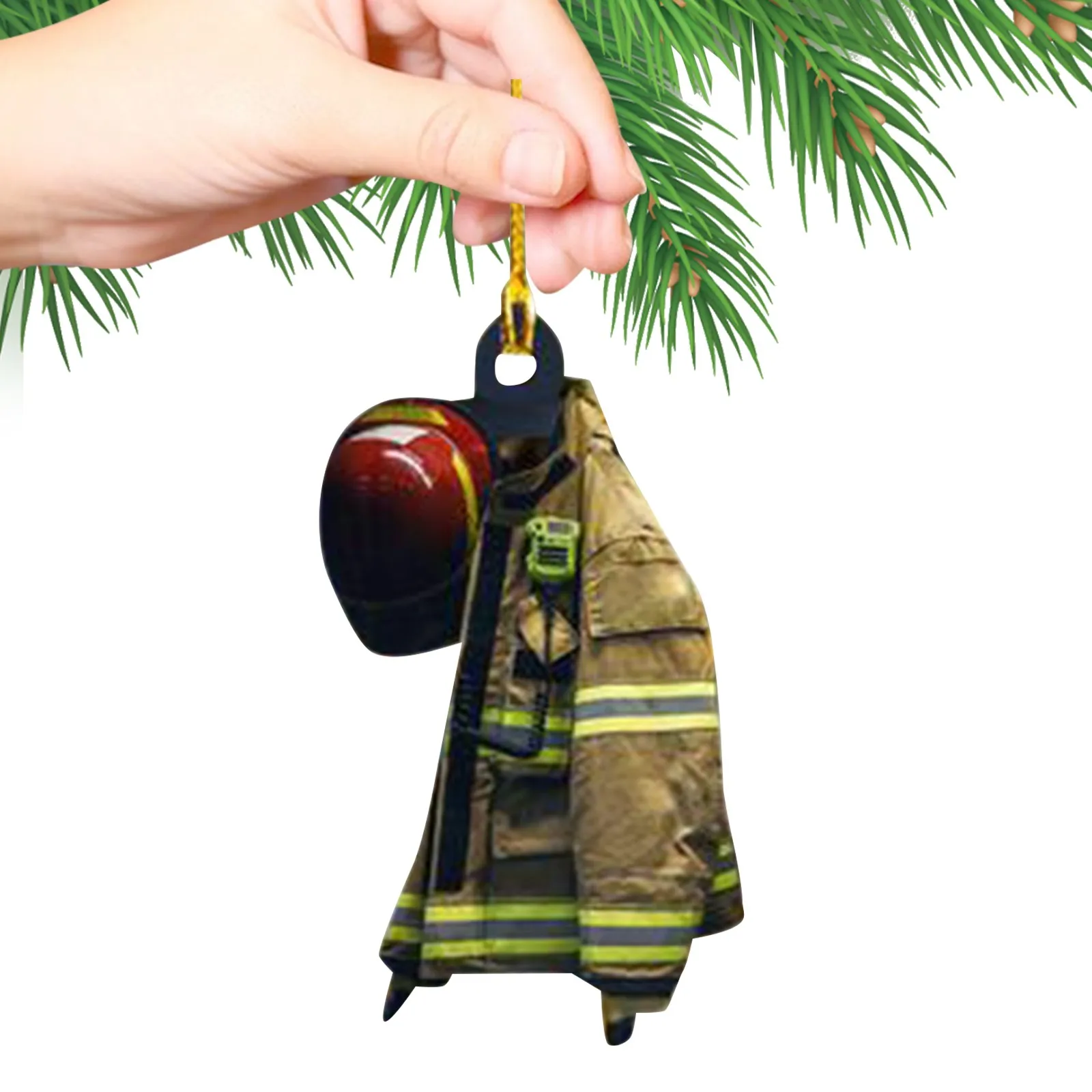 Hanging Fireman Tree Ornament Firefighter Decoration Christmas Hanging Ornament Flat Acrylic Mini Fireman Figurines Pendant 2024