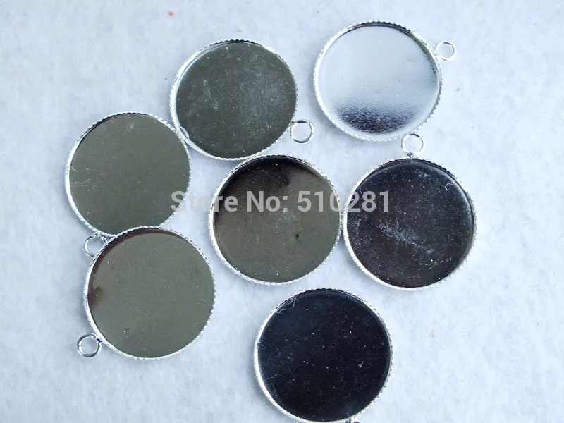 wholesale 500pcs/lot 25mm  DIY Picture Pendant Base Blanks Silver Plated