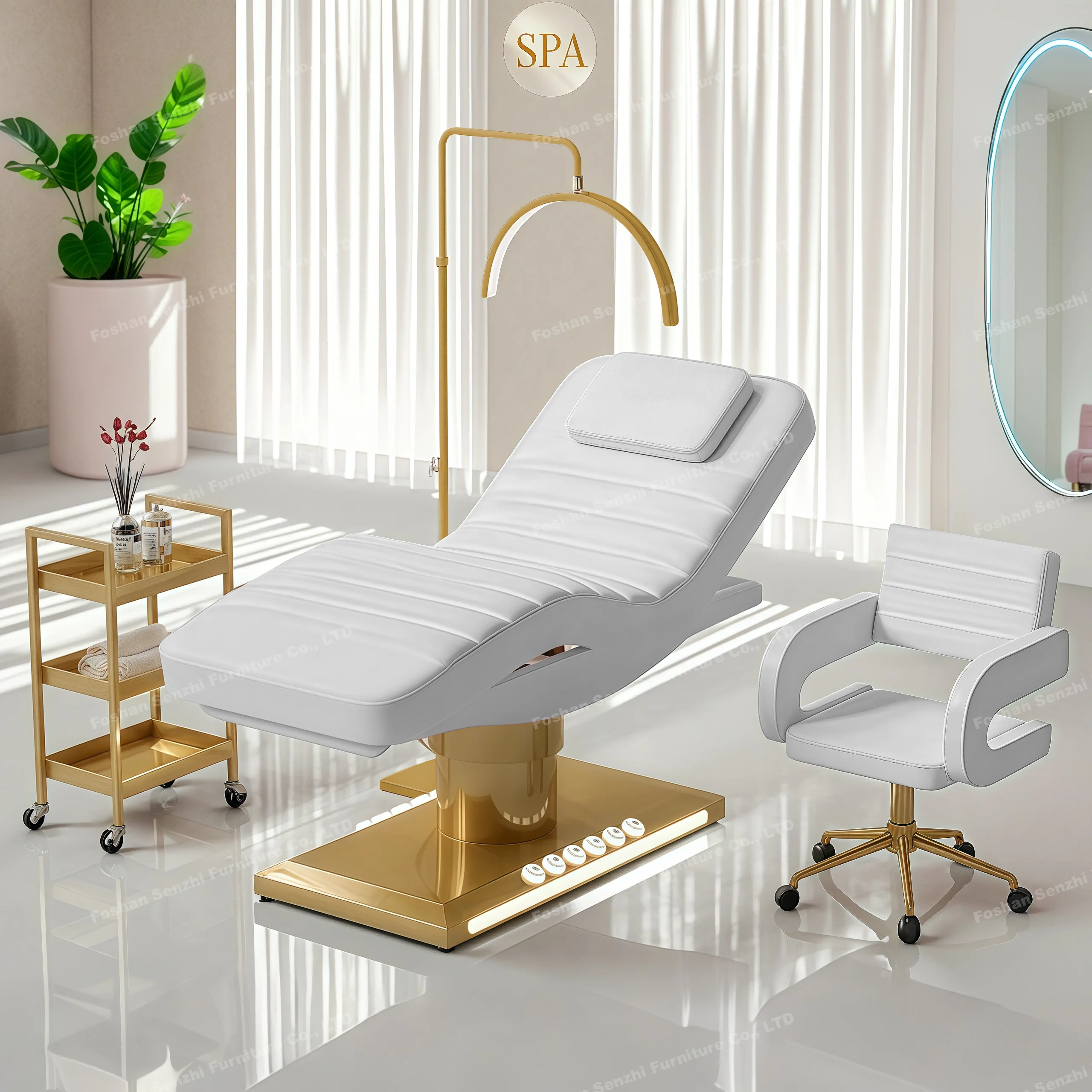 

New Lash Bed Curved Massage Bed Spa Beauty Treatment Facial Chair 3 Motors Wood Base Bed