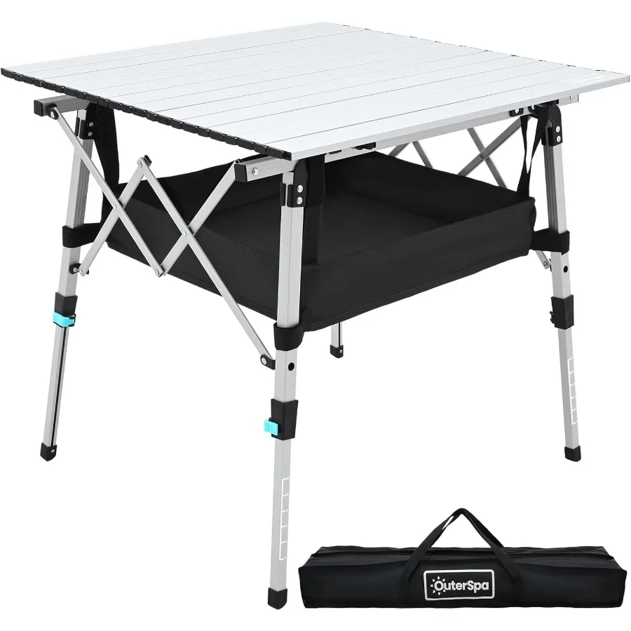 

Portable Camping Table with Adjustable Legs: Lightweight Aluminum Folding Table for Outdoor Cooking Picnic Beach Backyards Squa