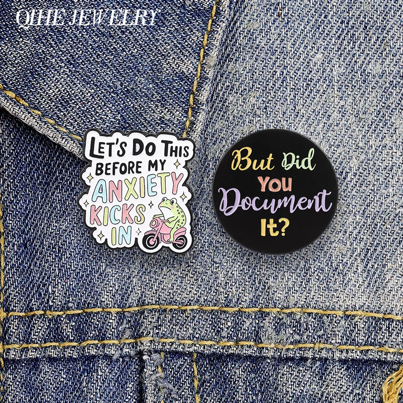 Let's Do This Before My Anxiety Kicks In Frog Enamel Pin Cute Frog Riding Funny Humor Quote Brooch Bag Lapel Badge Jewelry Gifts