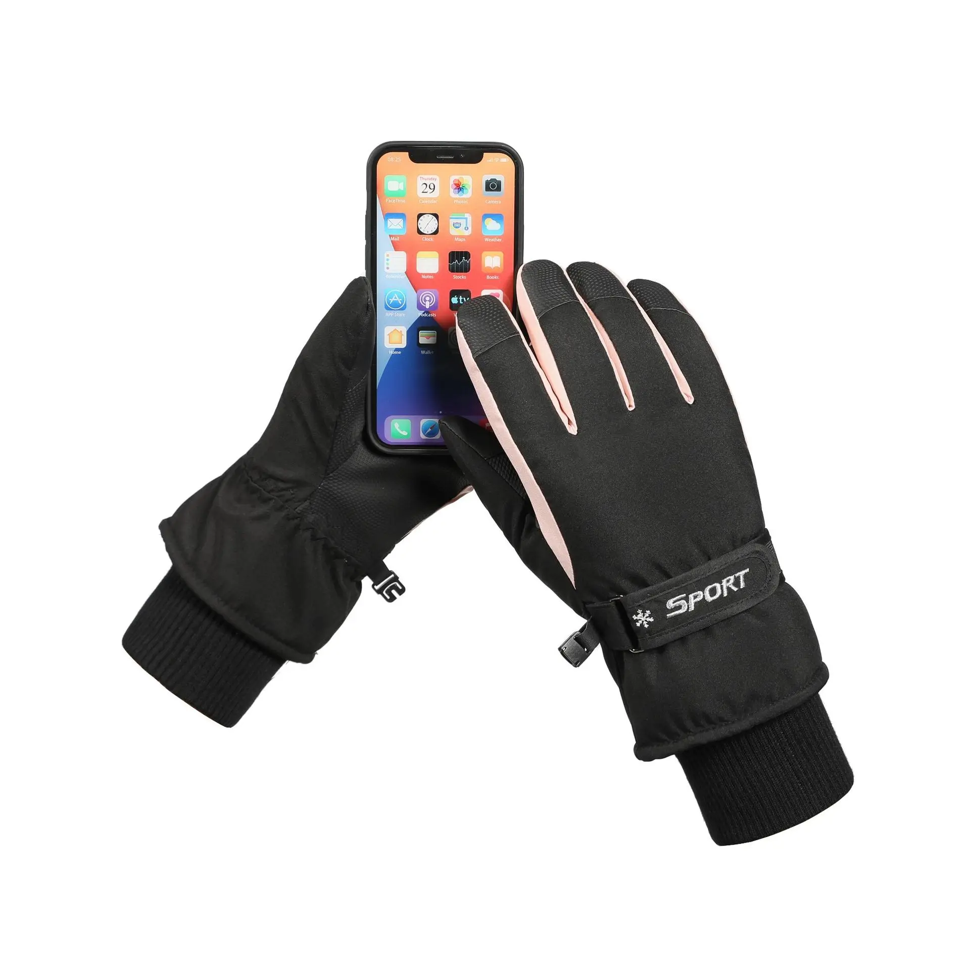 Guantes de esquí de invierno para hombres y mujeres, ciclismo al aire libre con pantalla táctil para calidez, guantes gruesos de felpa, impermeables y antideslizantes