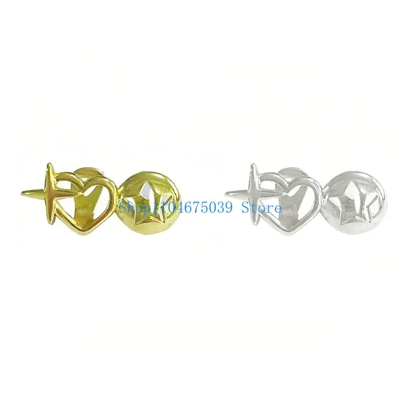 

5asd Punk Hip Hop Hollow Heart Teeth Grills Silver Gold Stars Design Couple Jewelry