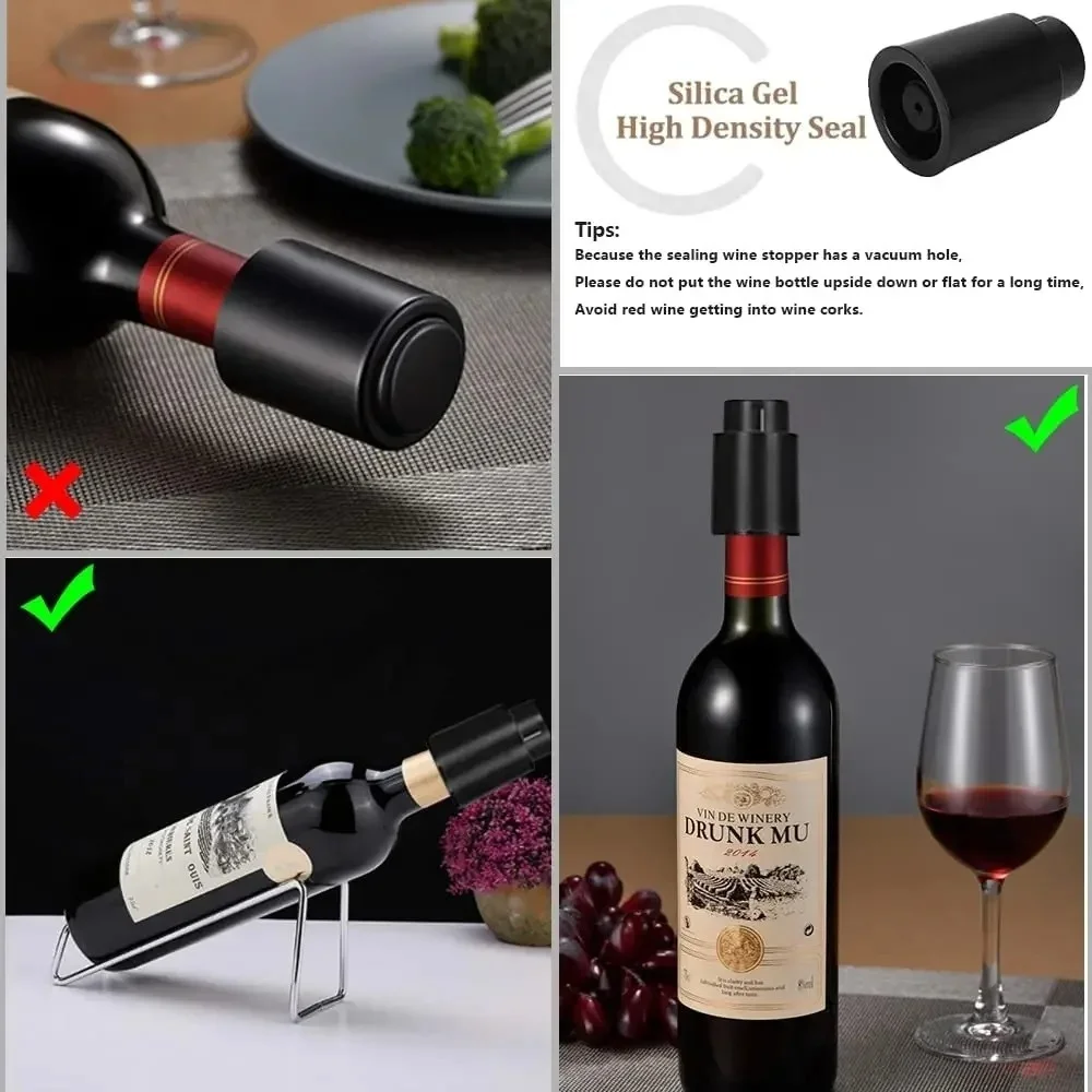 Reusable Push Type Vacuum Memory Wine Stopper Tight Sealed Storage Wine Bottle Cap Keep Red Wine Fresh Wine Preservation Tool view 4