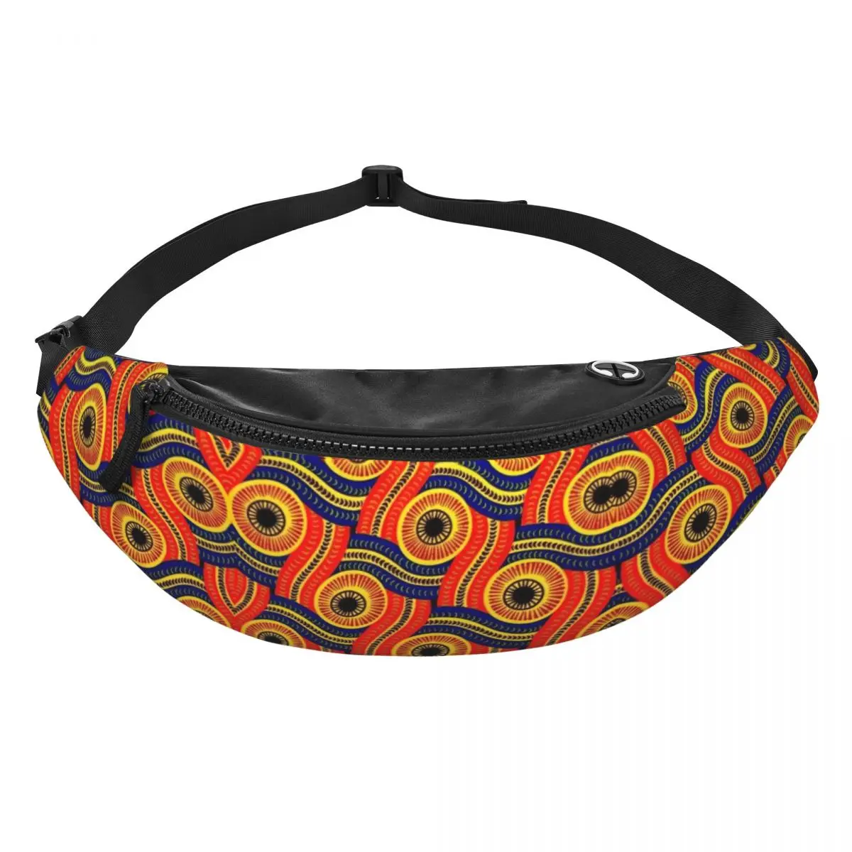 Serpent African Ankara Print Fanny Pack Men Women Tribal Ethnic Art Crossbody Waist Bag for Camping Biking Phone Money Pouch