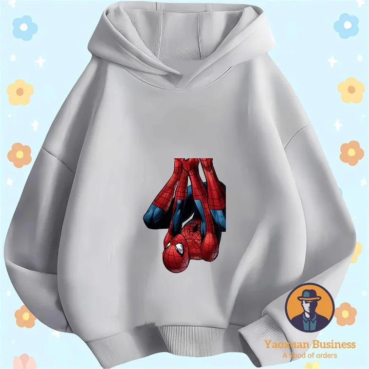 Venda quente 2025 homem-aranha meninos crianças pequenas meninas moletom com capuz bonito impresso dos desenhos animados à prova de vento quente outono inverno elegante