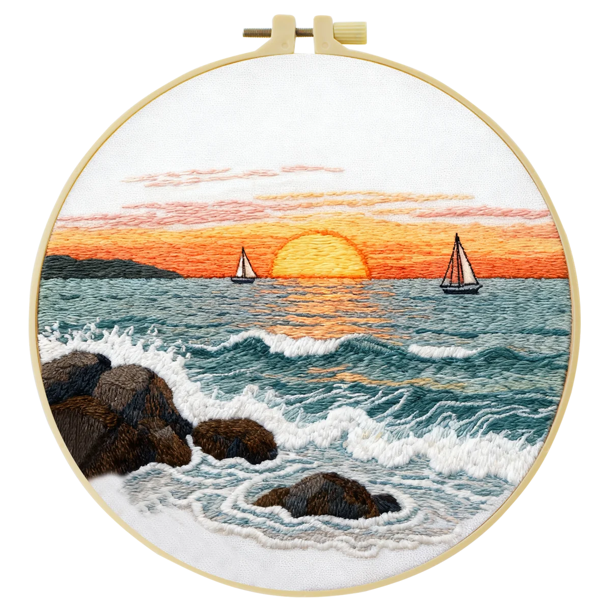 1 Stück 20X20CM/15X15CM 7,87/6,3 Zoll Meeres-Stickerei-Starter-Kit DIY-Set DIY-Stickerei-Set Handarbeits-Malerei Heimdekoration – Detail 4