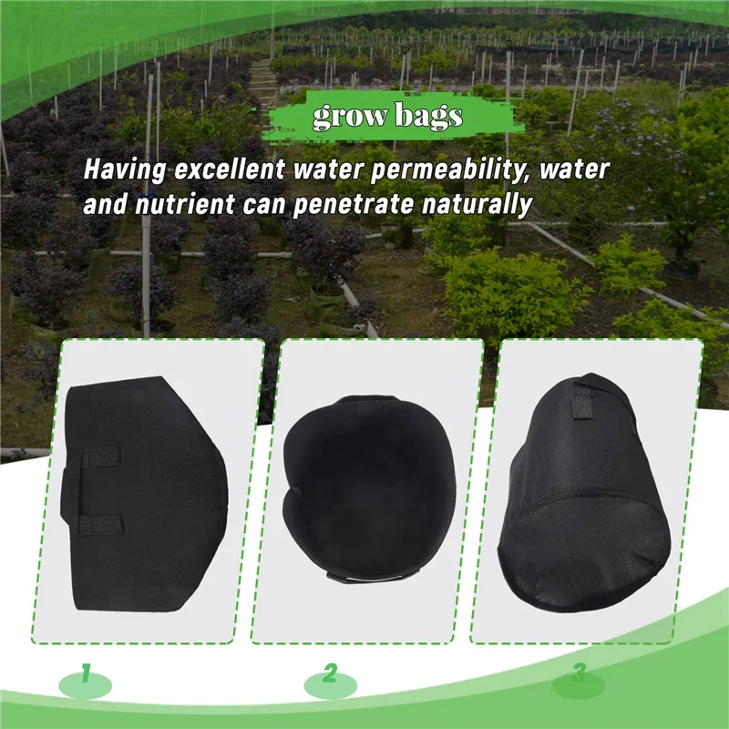 Y42A-حاوية أواني القماش، 5 عبوات من أكياس نمو النباتات سعة 3 جالون، حاويات قماش مع مقابض حزام للبطاطس والزهور والحديقة المنزلية