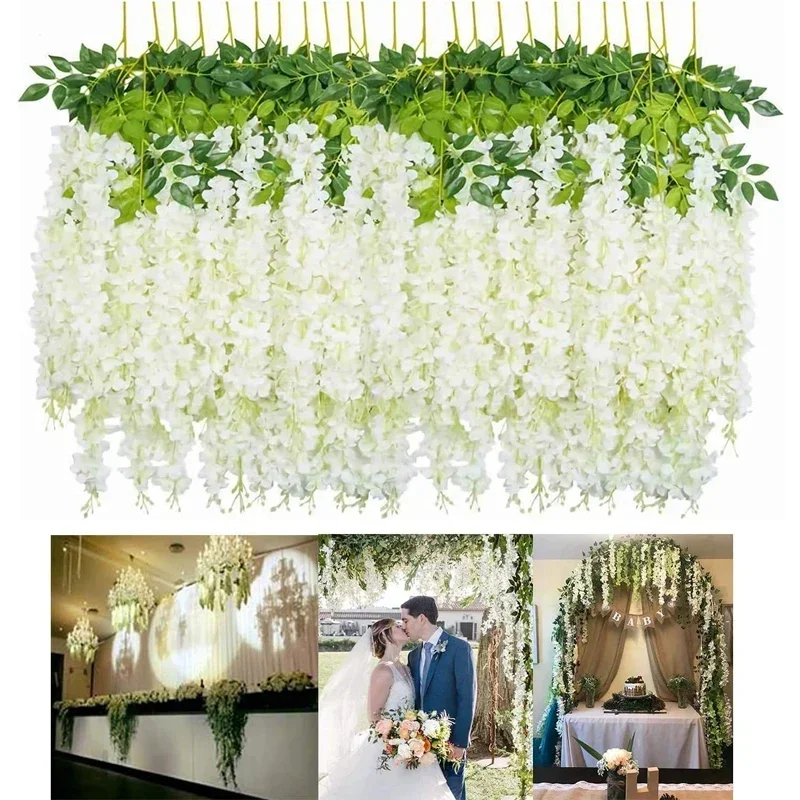 Imagem -02 - Flores Artificiais Wisteria Guirlanda Videira Ivy Pendurado Casa Decoração do Casamento Atacado 36 Pcs